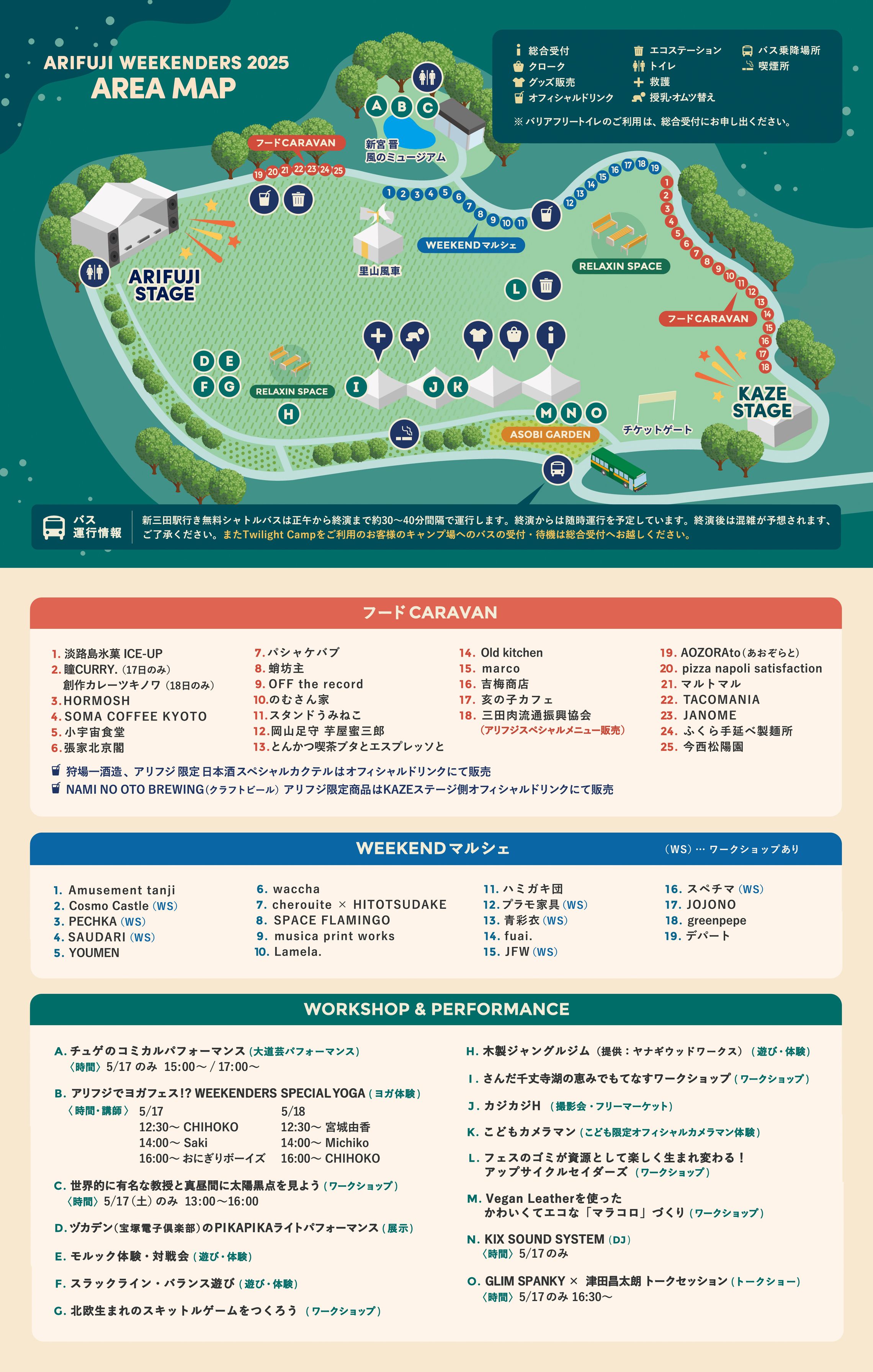 野外フェス「ARIFUJI WEEKENDERS 2025」エリアマップ